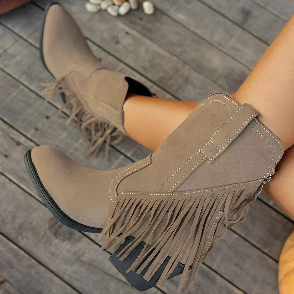 Cowboylaarzen dames met franjes en brede kuit - western stijl