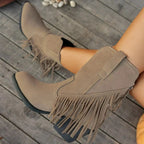Cowboylaarzen dames met franjes en brede kuit - western stijl