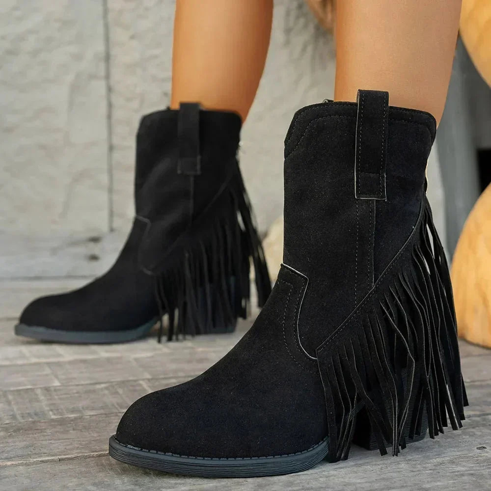 Cowboylaarzen dames met franjes en brede kuit - western stijl