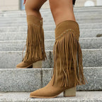 Cowboylaarzen dames met franjes en brede kuit - western stijl