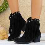Cowboylaarzen dames met franjes en brede kuit - western stijl