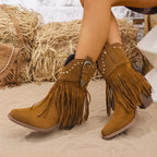Cowboylaarzen dames met franjes en studs - brede kuit western stijl