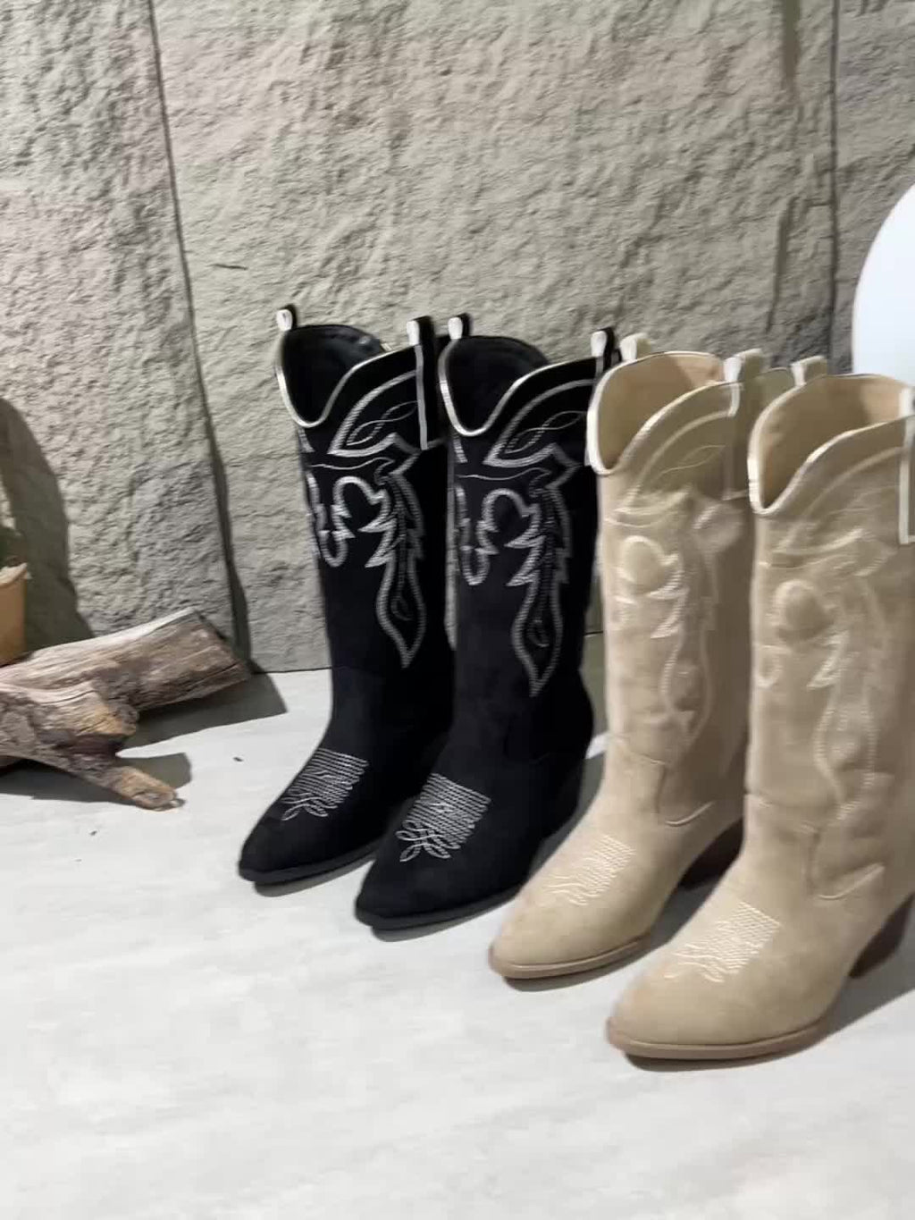 Cowboylaarzen dames met hart- en bloemborduursel - spitse neus