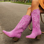 Cowboylaarzen dames met hart- en bloemborduursel - spitse neus
