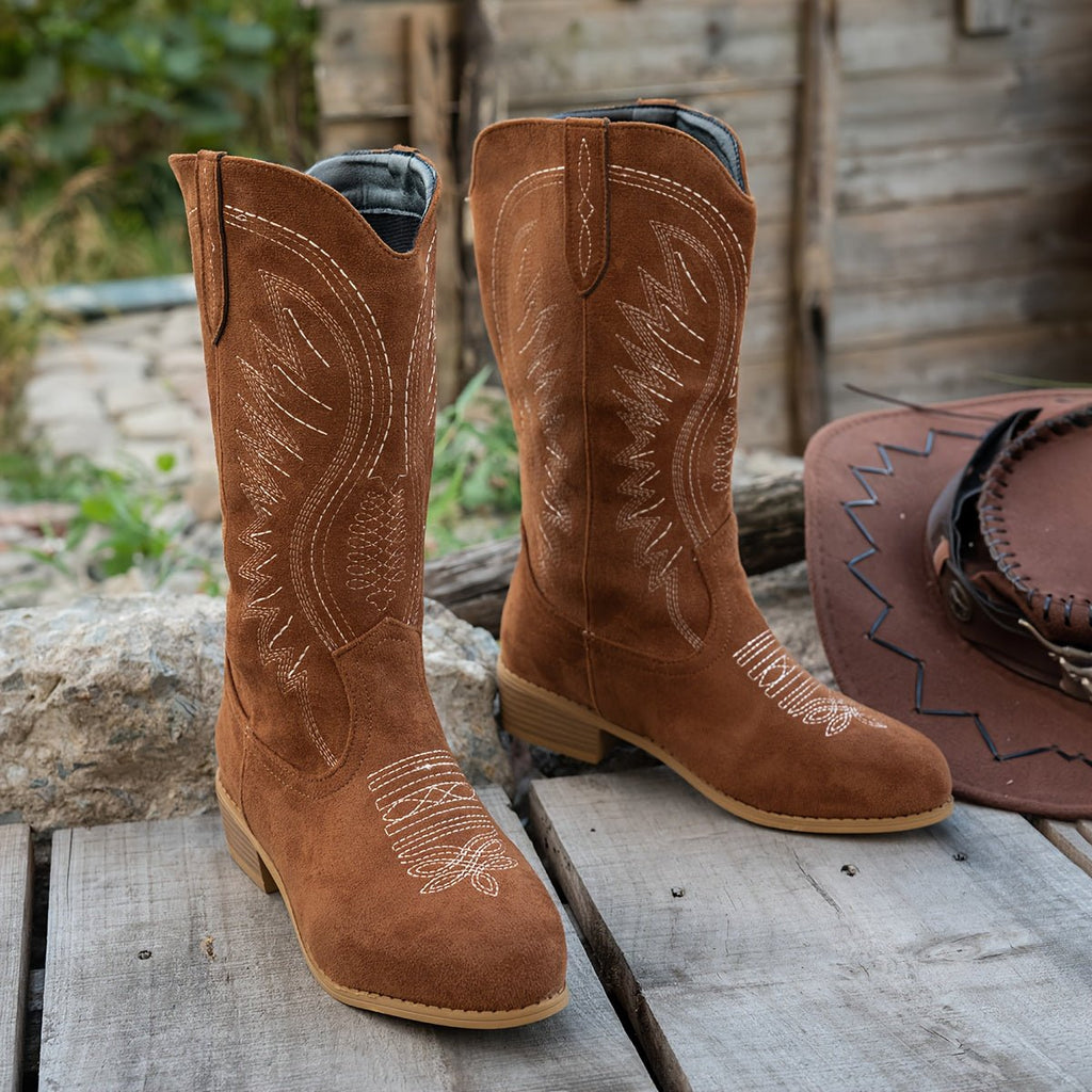 Cowboylaarzen dames met ronde neus - halfhoge western stijl