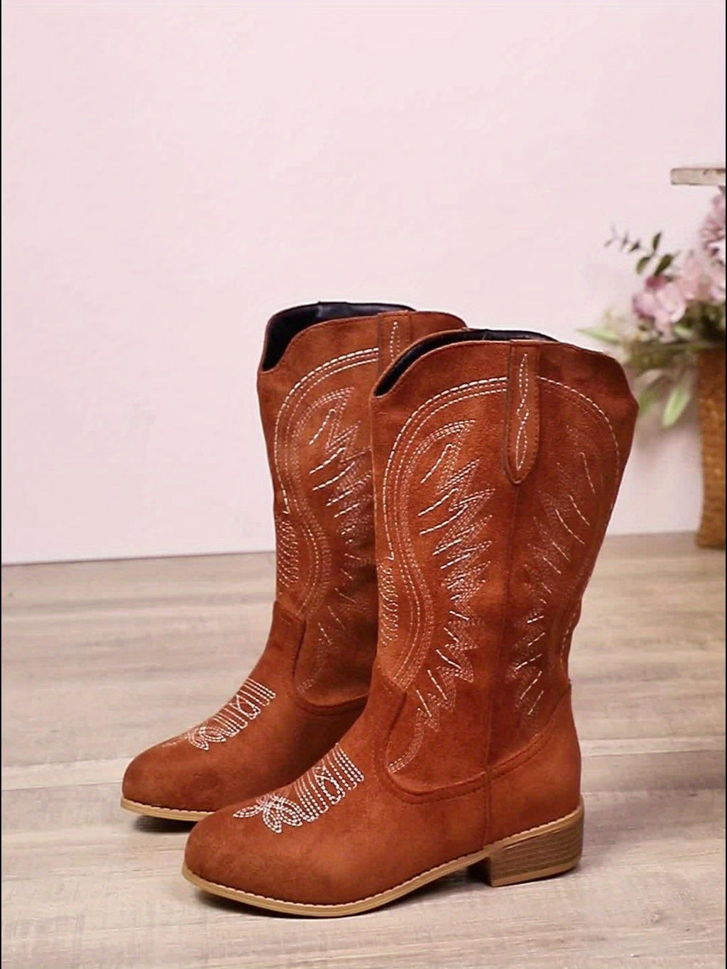 Cowboylaarzen dames met ronde neus - halfhoge western stijl