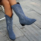 Cowboylaarzen dames met subtiel sierstiksel - spitse neus