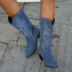 Cowboylaarzen dames met subtiel sierstiksel - spitse neus