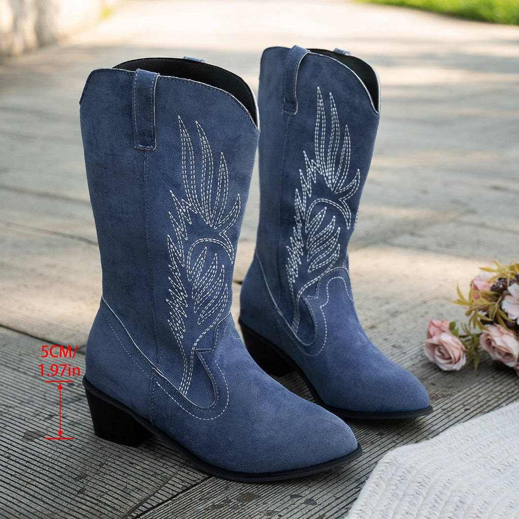 Cowboylaarzen dames met subtiel sierstiksel - spitse neus