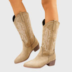 Cowboylaarzen dames met ton-sur-ton borduursel - brede kuit