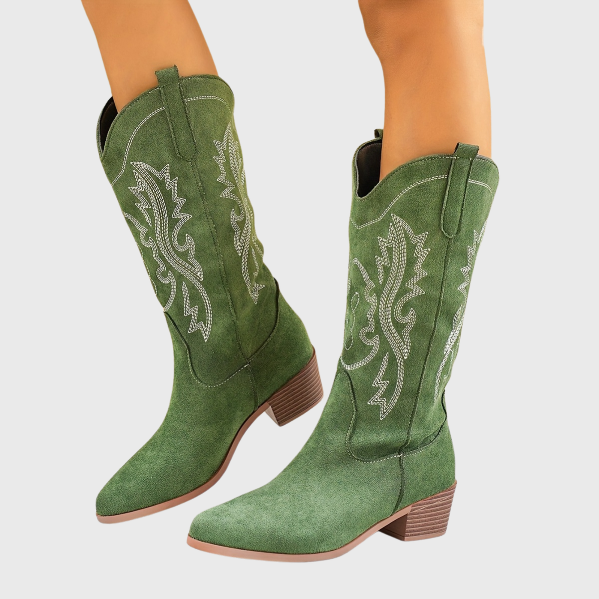 Cowboylaarzen dames met ton-sur-ton borduursel - brede kuit
