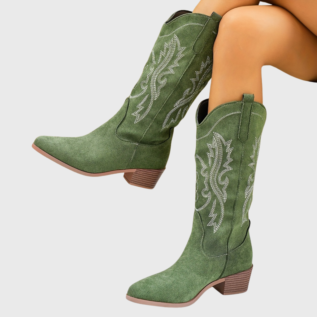 Cowboylaarzen dames met ton-sur-ton borduursel - brede kuit