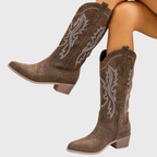 Cowboylaarzen dames met ton-sur-ton borduursel - brede kuit