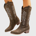 Cowboylaarzen dames met ton-sur-ton borduursel - brede kuit