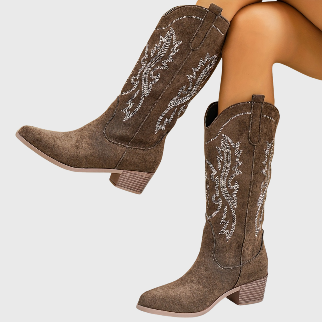 Cowboylaarzen dames met ton-sur-ton borduursel - brede kuit