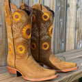 Cowboylaarzen dames met zonnebloem borduursel - brede kuit