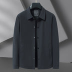 Stijlvolle heren snap front casual jas met klassieke kraag en lange mouwen. 2