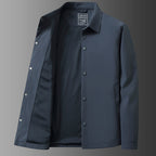 Stijlvolle heren snap front casual jas met klassieke kraag en lange mouwen. 3
