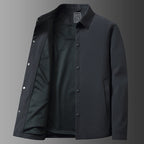 Stijlvolle heren snap front casual jas met klassieke kraag en lange mouwen. 4