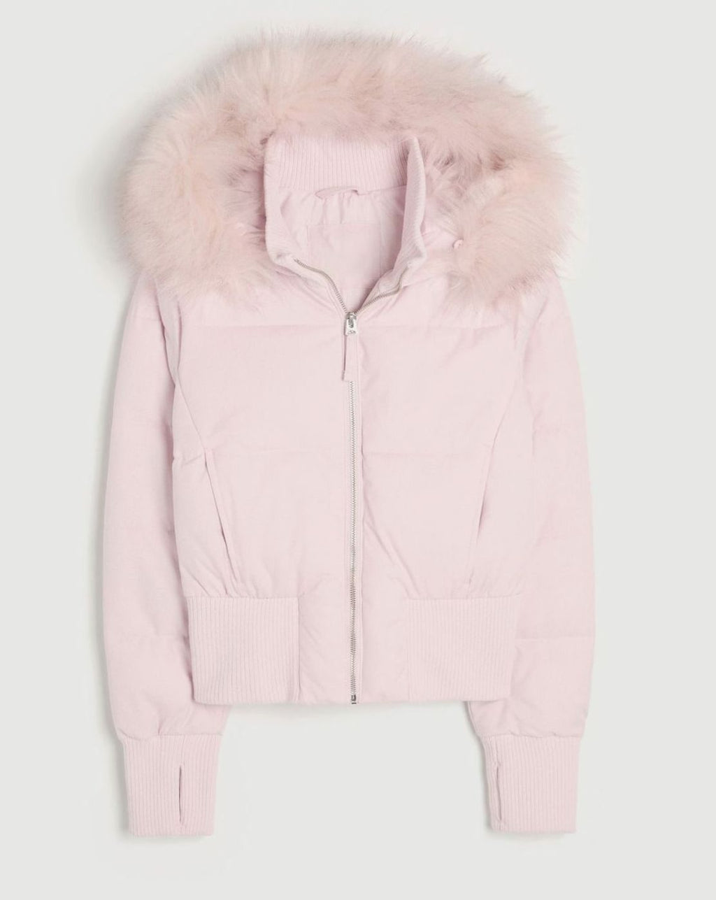 Dames cropped puffer jacket met faux-fur capuchon 4