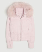 Dames cropped puffer jacket met faux-fur capuchon 4