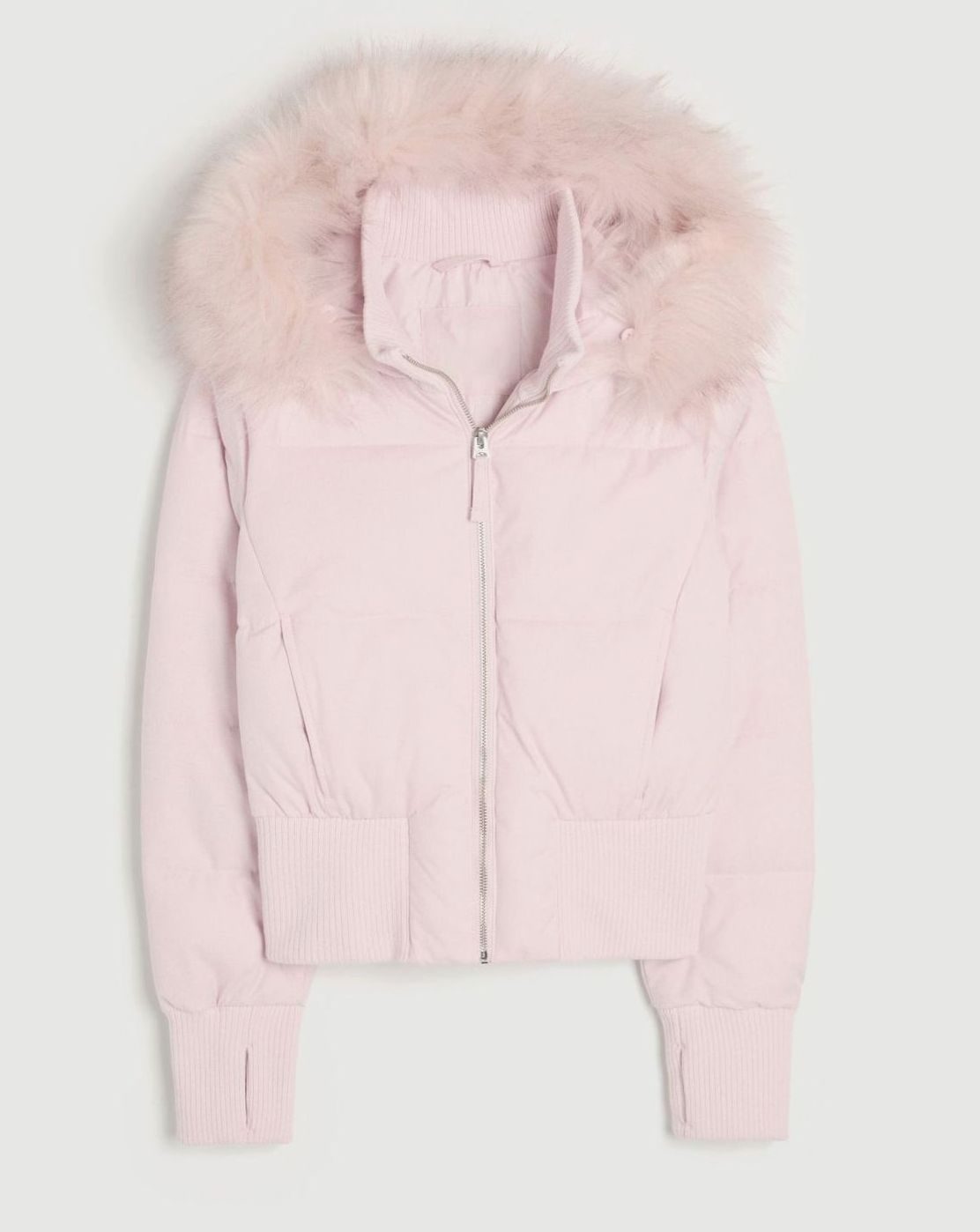 Dames cropped puffer jacket met faux-fur capuchon 4
