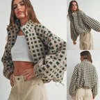 Dames Gezellige Ruit Sherpa Fleece Jas in een trendy stijl 2