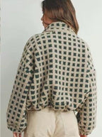 Dames Gezellige Ruit Sherpa Fleece Jas in een trendy stijl 4