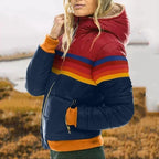 Dames retro colorblock puffer jas in stijlvol ontwerp 4