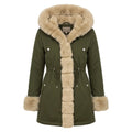 Stijlvolle gewatteerde winterjas voor dames met faux fur trim en capuchon.