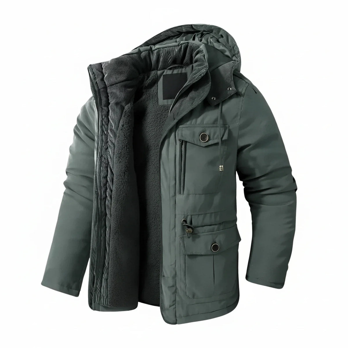 Hooded cargo jacket voor mannen met militaire stijl en functionaliteit. 4