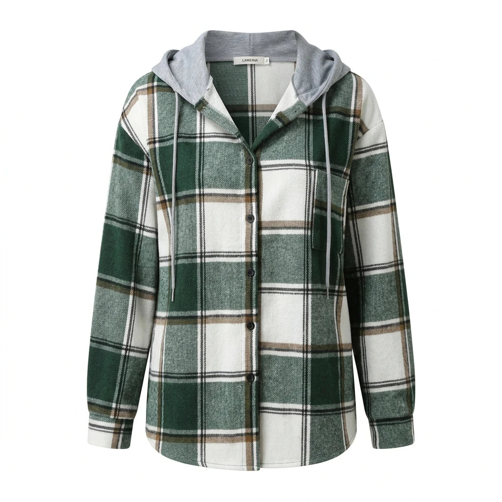 Geruite hooded jas voor vrouwen, perfect voor koelere dagen.