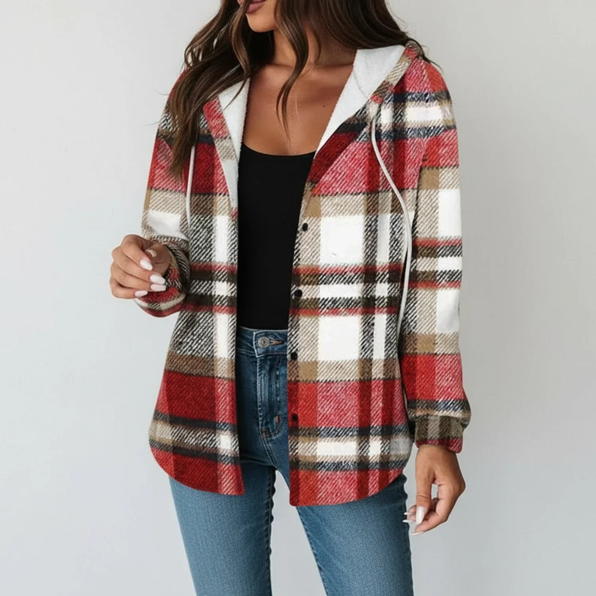 Geruite hooded jas voor vrouwen, perfect voor koelere dagen. 2
