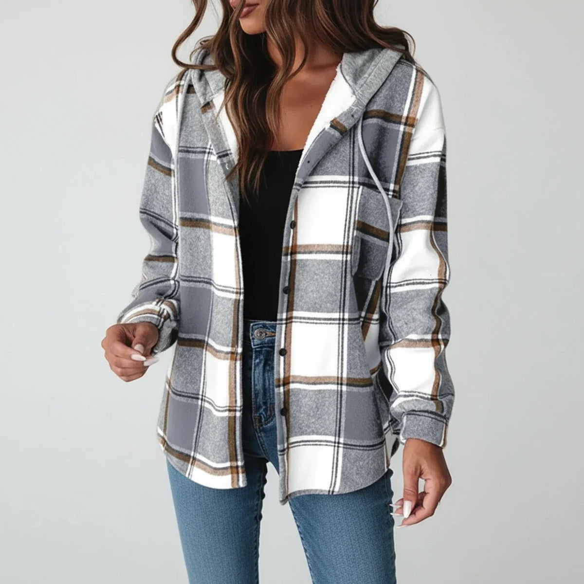 Geruite hooded jas voor vrouwen, perfect voor koelere dagen. 4