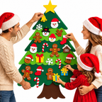 Kerstboom in vilt voor kinderen om creatief te versieren. 11