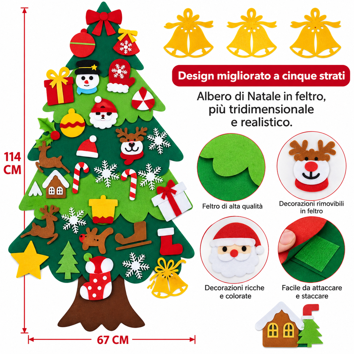 Kerstboom in vilt voor kinderen om creatief te versieren. 12