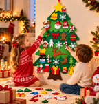 Kerstboom in vilt voor kinderen om creatief te versieren. 13