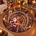 Kerstman bibliotheek ronde vloerkleed met gezellig 3D design in crystal velvet