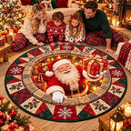Gestikt rond kerstman vloerkleed in kristalfluweel - premium huisdecoratie 2
