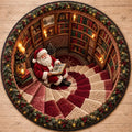 Kerstmis Kerstman Ronde Vloerkleed met Boek - Zachte Gequilted Vloermat