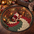 Kerstmis Kerstman ronde vloerkleed met kaars - gequilted zachte vloermat