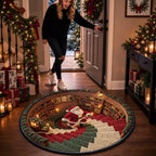 Kerstmis Kerstman ronde vloerkleed met kaars - gequilted zachte vloermat 3