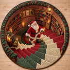Kerstmis Kerstman ronde vloerkleed met kaars - gequilted zachte vloermat 4