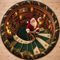 Gezellig kerstmis kerstman ronde vloerkleed met lamp decoratie voor woonkamer
