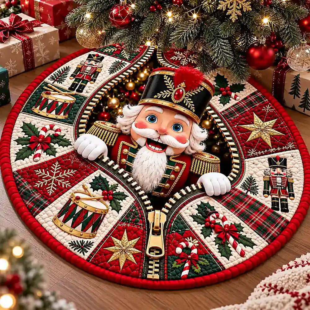 Gestikt ronde kerstmis notenkraker vloerkleed in multicolor met zachte polyester afwerking 2