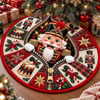 Gestikt ronde kerstmis notenkraker vloerkleed in multicolor met zachte polyester afwerking 2