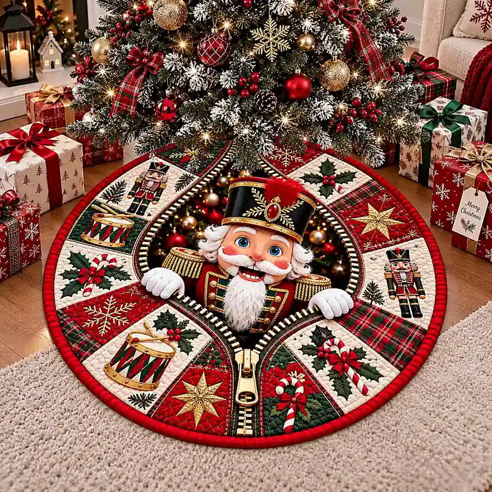 Gestikt ronde kerstmis notenkraker vloerkleed in multicolor met zachte polyester afwerking 3