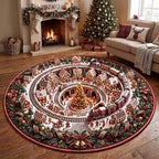 Kerstmis peperkoekmannetje stadje ronde gequilted vloerkleed in crystal velvet 2