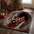 Feestelijk 3D illusie kerstmis portaal vloerkleed met tunnelrit ontwerp