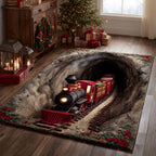 Feestelijk 3D illusie kerstmis portaal vloerkleed met tunnelrit ontwerp